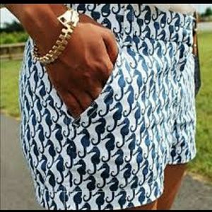 J. Crew Blue & White Seahorse Print Chino Shorts